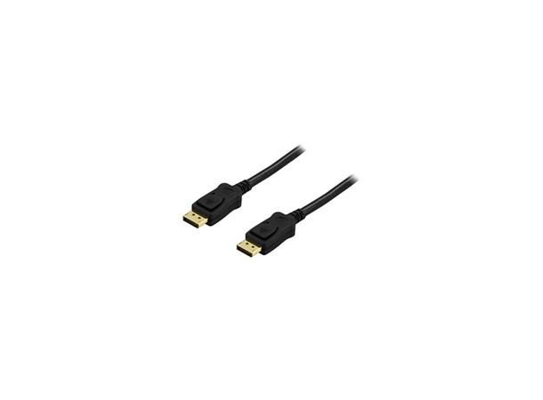 DisplayPort kabel  2 meter han -  han Versjon 1.2,  med lås, 28 awg, svart
